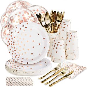 Disposable Dinnerware Party Paper Cutlery Goldstamping Polka Dot El Tableware Decor Kit Multigroup Activities 1Set