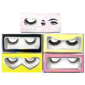 1 Pair 3D Faux Mink Eyelashes Wholesale Natural Long Thick Fluffy False Eyelash Lash Extension with Colorful Box