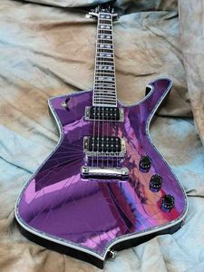 Benutzerdefinierte Purple Cracked Mirror ICEMAN Stanley E-Gitarre Abalone Cream Body Binding Gitarre