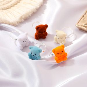 LATS Simpatico anello con orso di peluche Anelli regolabili con apertura per animali da compagnia per le donne Raffreddare l'anello floccato Accessori per le dita alla moda Gioielli