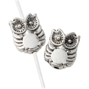 Alloy Owl Bird Charm Luźne Koraliki 9.9x8mm Tybetański Silver Przekładki Ustalenia Biżuteria L709 300 sztuk / partia