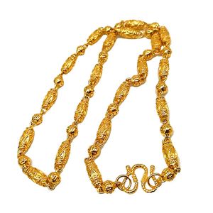 6mm Solid Beads Clavicla Chain Necklace Men 18K Yellow Gold Filled Classic Male Jewelry Gift 60cm Long
