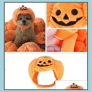 Forniture per abbigliamento per cani Animali domestici Giardino Ornamenti per capelli Decorazioni di Halloween Cappelli di zucca divertenti Costume animale carino Personalità trasformata H