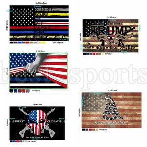 Trump Flag 90 * 150 cm Stati Uniti d'America Bandiere della polizia 2nd Emendamento Vintage Bandiera Americana Non calpestare Banner Bandiere Zza3418