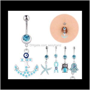 Navel & Bell Rings Body Jewelry Drop Delivery 2021 Mcs5-004 20 Pcs Mix Styles Clear Color Belly Button Ring Butterfly An Arrow Pierces The He