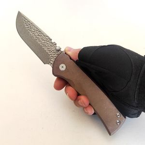 Versão limitada Versão Chaves Redencion 228 Faca dobrável Damasco Lâmina Bronze Titanium Handle Pocket EDC Fortes Táticas Táticas De Camping Ferramentas