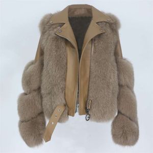 Oftbuy настоящая шуба жилет зимняя куртка женщин натуральная натуральная кожа верхняя одежда съемная уличная локомотив 210928