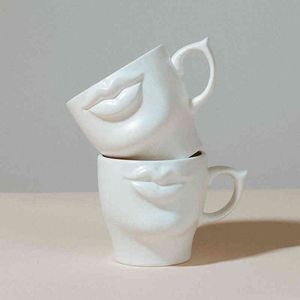 Personalized 3D Mouth Ceramic Coffee Mug White Handmade Porcelain Tea Milk Cup Creative Drinkware Special Gift For Mom Men Women