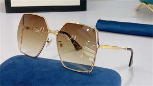 Novo design de moda óculos de sol femininos 0817 armação completa de metal lentes irregulares primavera perna tendência e forma generosa óculos de proteção uv400