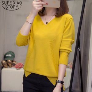 19 Moda Jesień Zimowe Ubrania Kobiet Topy Plus Rozmiar V-Neck Gruby Swetry Office Lady Solid Swetry Dulg Regular 5844 50 210510