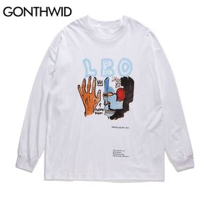 Creative Graffiti Primitive Print Long Sleeve Tshirts Harajuku Casual Streetwear Tees Shirts Hip Hop Fashion Tops 210602