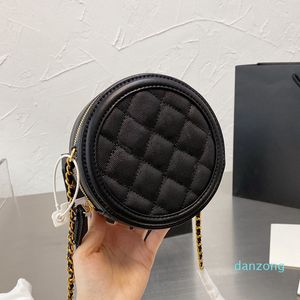 Designer- Womens Circle Round Vanity Bags Caviar Leather Calsfskin Matelasse Chain Crossbody Shoulder Fahion Girls Lady handbags