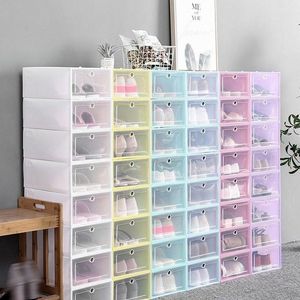 30 pcs sapatos caixas definir multicolor foldável armazenamento de sapata plástica clear home sapata rack organizador de pilha de pilha caixa de armazenamento caixa cg001