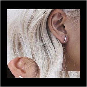 Schmuck Mädchen Tiny Bar Stilvolles Punk Upated Design Schwarz Silber Vergoldet Niedliche Ohrstecker Drop Lieferung 2021 Zbq9D