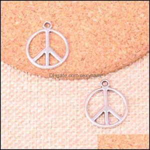 Charms Jewelry Findings & Components 133Pcs Peace Sign Symbol 21*17Mm Antique Making Pendant Fit,Vintage Tibetan Sier,Diy Handmade 383 T2 Dr