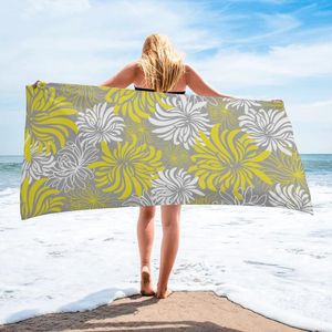 Toalhas De Praia Amarela venda por atacado-Toalha amarela floral textura banho de microfibra toalhas de praia rápida para adultos yoga tapete
