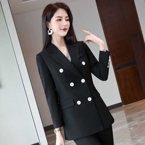 Temperament Female Work Clothes Interview Outfit Autumn and Winter Women's Jacket Pants Two-piece Suit Business Attire 210527
