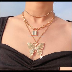 Pingentes jóias entrega de joalheria 2021 Correntes geladas colares de borboleta de luxo mulheres link link tênis bling cristal strass em animal