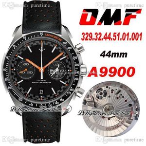 OMF A9900 Automatik-Chronograph Herrenuhr Moonwatch Schwarzes Zifferblatt Orange Zeiger 329.32.44.51.01.001 Lederarmband Super Edition Uhren Puretime OM41