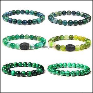 Beaded Strands Mode Groene Kralen Armbanden Voor Vrouwen Mannen Malachite Agates Jades Natuursteen BraceletBangle Handgemaakte Healing Drop Deliv