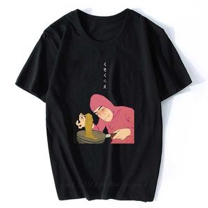 Cara rosa Ramen Manga Curta Japão T-shirt Imprimir Rei Verão T-shirt Engraçado Vaporwave Camisetas Homens Algodão Hip Hop O-Pescoço 210629