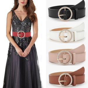 Belts Round Buckle Belt Exquisite Casual Dress Vintage Rhinestone All Match Jeans Ladies Female Fashion Waistband