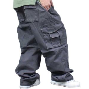 Wide Leg Hip Hop Pants Men Casual Cotton Harem Cargo Pants Loose Baggy byxor Streetwear Plus Size Storlek Joggers Män kläder 220108