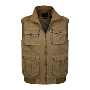 Uomo Large Size XL-4XL Fit Gilet Maschile di alta qualità senza maniche Giacca comoda Homme Classic 100% cotone Gilet tattico 210925