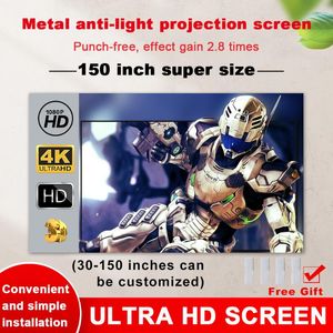 Projection Screens High Brightness 16:9 Metal Anti Light Curtain 60 84 100 120 133 150 Inches Home Outdoor Office Portable 3D HD Screen