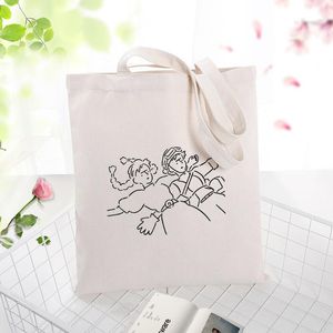 Sacos de compras bolsa bolsa bolsa de lona Texto diy diariamente usar ilustração arte personalizada cópia eco reutilizável reciclagem