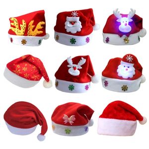 Child LED Christmas Santa Claus Hats Reindeer Snowman Cap Party Costume Xmas Gifts Night Lamp Decoration for kids adult