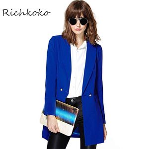 Women's Suits & Blazers RichKoKo 5 Color Spring Women Button High Low Long Sleeve Tops Double Pockets Slim Casual 2021