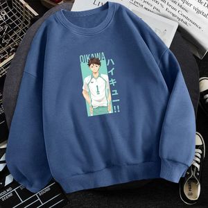 Мужские толстовки толстовки Haikyuu Anime Anime Toooru Oikawa Print Hoodie Mens 2021 осенний флис уличная одежда Homme негабаритная пуловер мужская одежда