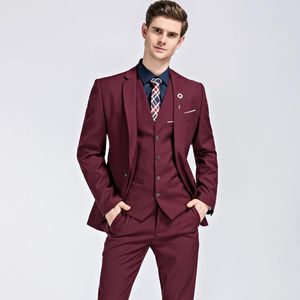 Męskie Garnitury Blazers 2021 Moda Moda Mężczyźni Slim Fit Tuxedo Oblubienica Biznes Dress Wedding Blazer 3 Pics (Kurtka + Kamizelki + Spodnie)