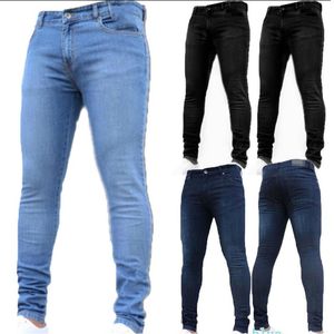 Men's Jeans Men Fashion Super Stretch Skinny Slim Fit Pencil Pants Streetwear 2022 High Waist Solid Color Casual Bottoms