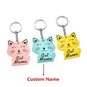 Personalized Pet Cat Key Chain Bag Car Keyring For Women Men Acrylic Pendant Custom Name Keychain Jewelry Gift