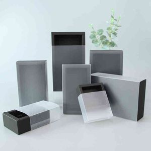 5 pz/10 pz/PVC nero scatola di imballaggio trasparente bella caramella regalo tirare piccolo supporto di cartone personalizzato H1231