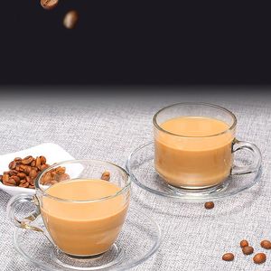 Европейская прозрачная кофейная чашка набор домашних ароматизированных чайных теплостойких стеклянных стеклянных эспрессо капучино латто