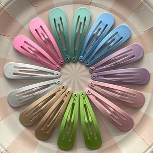 30Pcs/Set 5Cm Mix Solid Color Metal Hairgrip Girls Snap Hair Clips For Children Baby Hair Accessories Women Barrettes Clip Pins H0916