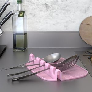 Kitchen Organization Silicone Spoon Rest two in one Larger Size Holder for Stove Top, Upgraded Utensil with Drip Pad Include 4 Slots & 1 50pcs