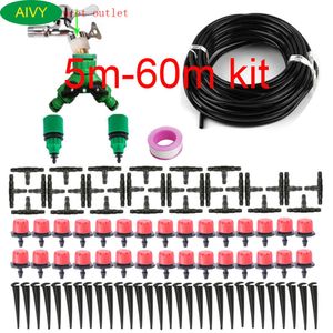 AIVY 5m-60m DIY Drip Irrigation System, Automatic Garden Watering Hose, Micro Drip Irrigation Kit With Adjustable Dripper 210610