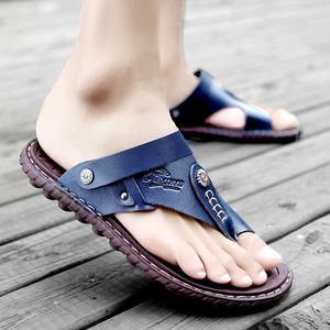 Мужские кожаные шлепы сандалии сандалии натуральная кожа летняя обувь досуг тапочки удобная обувь