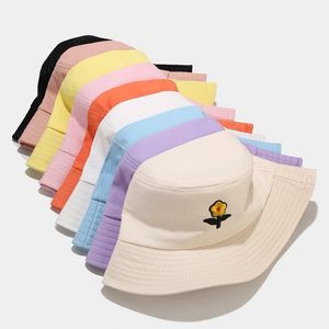 Floral Brodery Bucket Hattar för Kvinnor Strand Solskyddsmedel Panama Hat Outdoor Causal Fisherman Cap Gorras