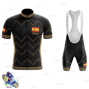 Ropa Ciclismo 2021 Summer Hiszpania Team Oddychająca Quick-Dry Jersey Jersey Zestaw Rowerów Odzież Maillot Hombre Zestawy wyścigowe