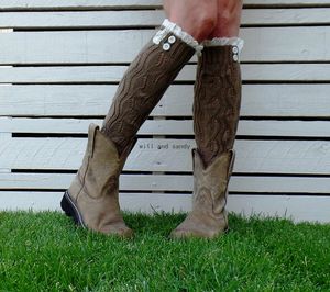 Dzianinowe podgrzewacze nóg koronkowe puste kolano liść wysoka kostka jesienna zima mankiety butów legice legacze luźne skarpetki dla kobiet dziewczęta czarne białe