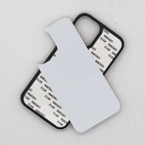 Casos de telefone de borracha macia de sublimação 2D em branco do atacado para iPhone 14 13 11 Pro Max 12 x Xr XS 6 7 8 Se espaços em branco com inserção de alumínio