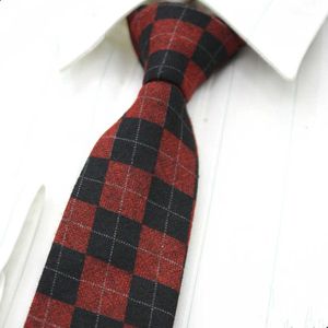 Shennaiwei wysokiej jakości tkane krawat z wełny mężczyźni 6 cm szczupły skinny wąski Corbata Linen Plaid Necktie Cashmere Gravata przyjazd Lotte