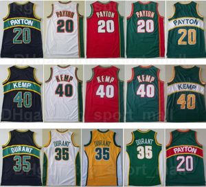 レトロなMitchell Ness Gary Payton Basketball Jersey 20 Kevin Durant 35 Shawn Kemp 40チームの色緑の黄色い白赤黒スポーツファン通気性のあるヴィンテージの熱い男性