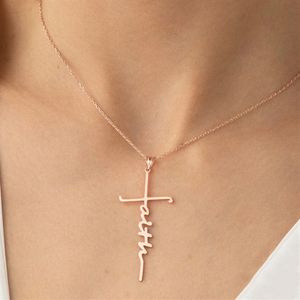 2021 neue Edelstahl Kreuz Anhänger Halskette Glauben Halsketten Für Frauen Männer Mode Schmuck Geschenk Pullover Chian Halskette