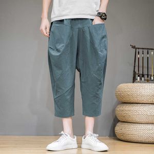 Baggy Pamuk Keten Harem Pantolon Erkekler 2020 Kore Vintage Katı Erkekler Kadınlar Hip Hop Artı Boyutu Geniş Bacak Pantolon Pantalone Streetwear X0723